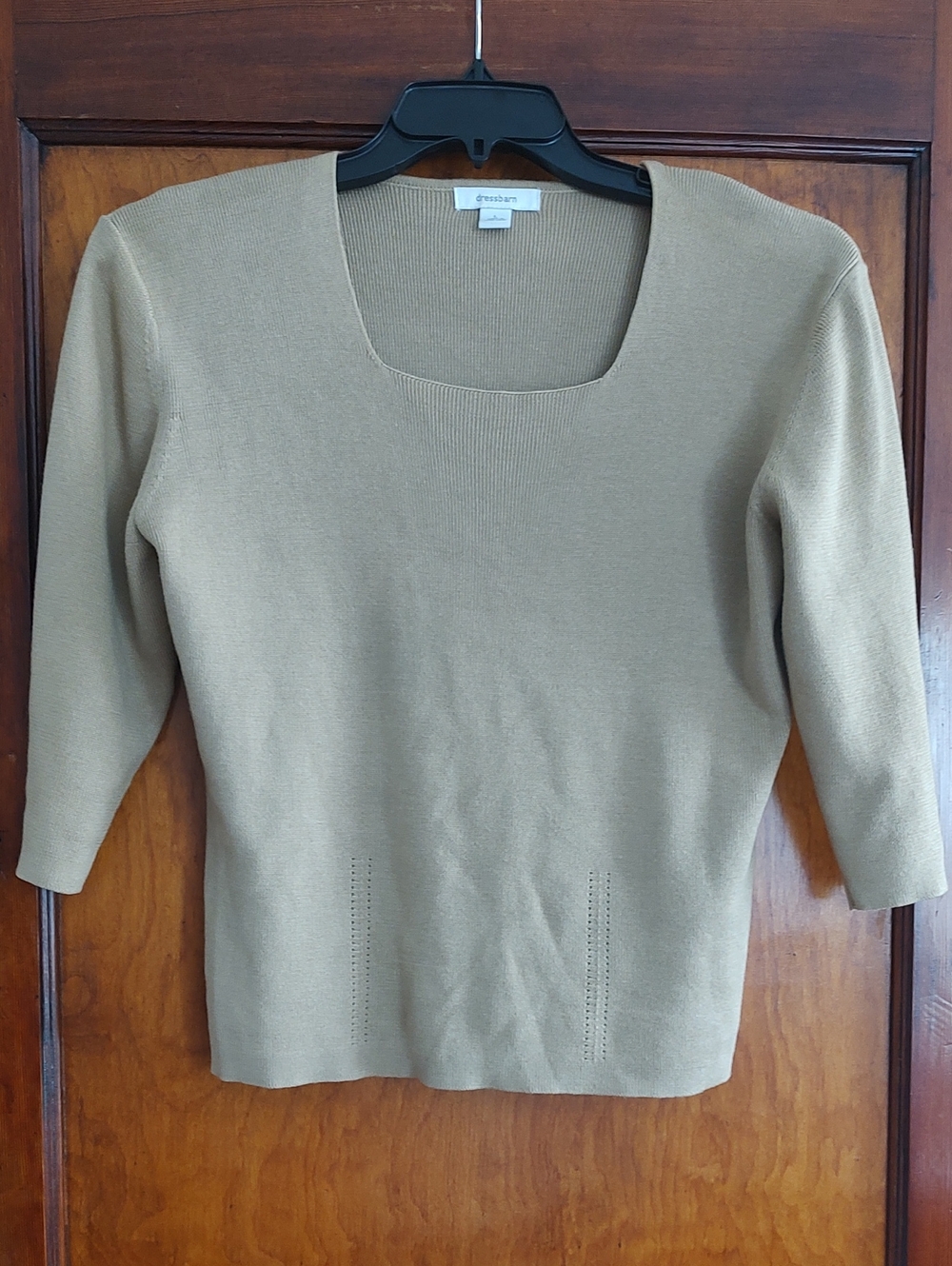 dressbarn Square Neck Lightweight Sweater in Tan